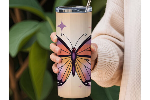 Glitter Butterfly 20oz Tumbler Wrap Sublimation DesignSVG 