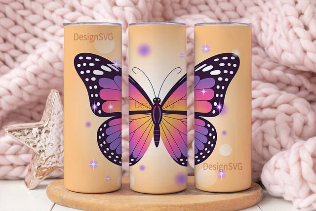Glitter Butterfly 20oz Tumbler Wrap Sublimation DesignSVG 