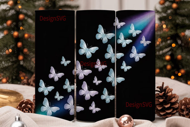 Glitter Butterfly 20oz Tumbler Wrap Sublimation DesignSVG 