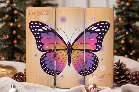 Glitter Butterfly 20oz Tumbler Wrap Sublimation DesignSVG 