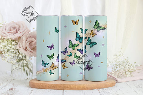 Glitter Butterfly 20oz Tumbler Wrap Sublimation sassyprint 