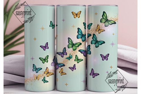 Glitter Butterfly 20oz Tumbler Wrap Sublimation sassyprint 