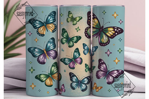 Glitter Butterfly 20oz Tumbler Wrap Sublimation sassyprint 
