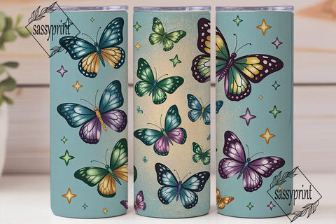 Glitter Butterfly 20oz Tumbler Wrap Sublimation sassyprint 