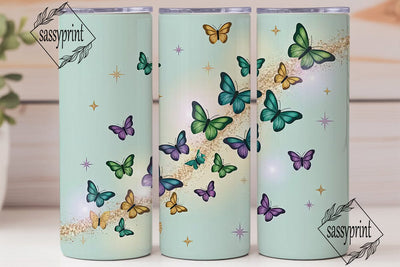 Glitter Butterfly 20oz Tumbler Wrap Sublimation sassyprint 