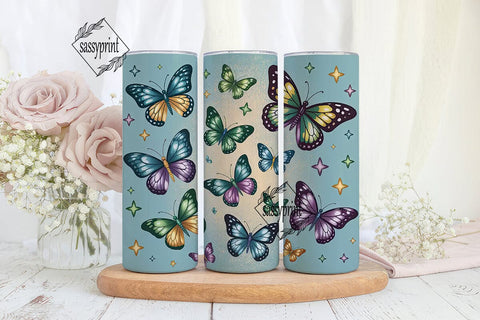 Glitter Butterfly 20oz Tumbler Wrap Sublimation sassyprint 