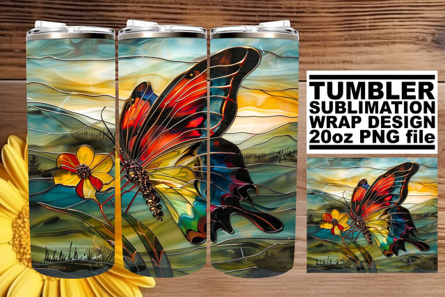 Glitter Butterfly 3D Tumbler Art Sublimation afrosvg 
