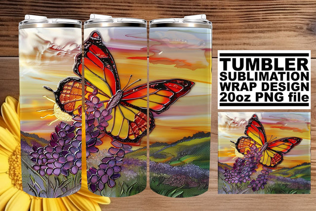 Glitter Butterfly 3D Tumbler Design Sublimation afrosvg 