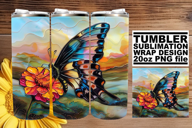 Glitter Butterfly 3D Wrap Tumbler Sublimation afrosvg 
