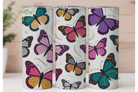 Glitter Butterfly Tumbler Wrap Sublimation PixelChick 