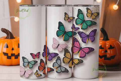Glitter Butterfly Tumbler Wrap Sublimation PixelChick 