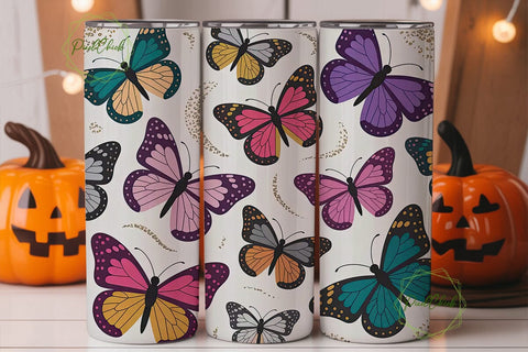 Glitter Butterfly Tumbler Wrap Sublimation PixelChick 