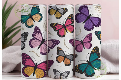 Glitter Butterfly Tumbler Wrap Sublimation PixelChick 