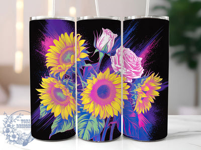Glitter Cheetah Sunflower Tumbler, Glitter Floral Tumbler, Girly Sunflower Wrap, Bold Cheetah Wrap, Sparkling Floral Wrap, Sublimation Design, Trendy Gift Idea Sublimation ToriDesigns 