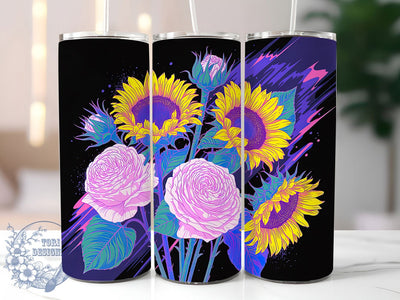 Glitter Cheetah Sunflower Tumbler, Glitter Floral Tumbler, Girly Sunflower Wrap, Bold Cheetah Wrap, Sparkling Floral Wrap, Sublimation Design, Trendy Gift Idea Sublimation ToriDesigns 