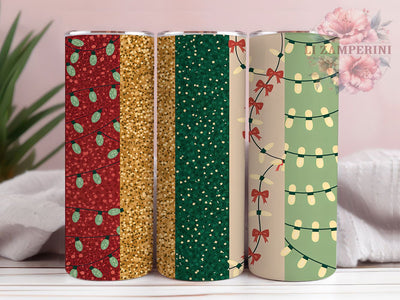 Glitter Christmas Lights Tumbler, Red Green Holiday Wrap, Glitter Christmas Sublimation, 20oz Festive Tumbler, Sparkly Holiday Art, Seasonal Lights Mug, Whimsical Christmas Cup Sublimation Li Zamperini 