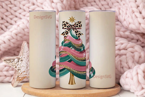 Glitter Christmas Tree 20oz Tumbler Sublimation DesignSVG 