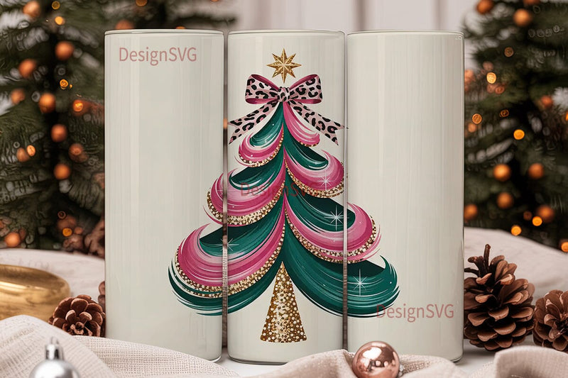 Glitter Christmas Tree 20oz Tumbler Sublimation DesignSVG 