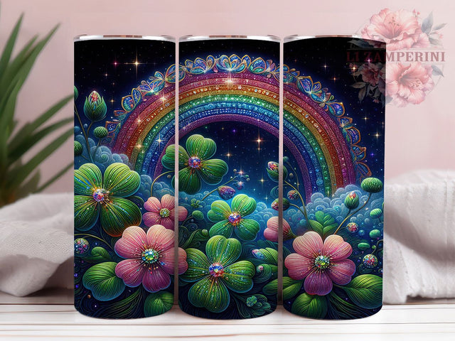 Glitter Clover Shamrock Tumbler, Glitter Shamrock Tumbler, Stylish 20oz Wrap, Sublimation Design, Trendy Gift Idea, Irish Clover Wrap, Lucky Glitter Tumbler Sublimation Li Zamperini 
