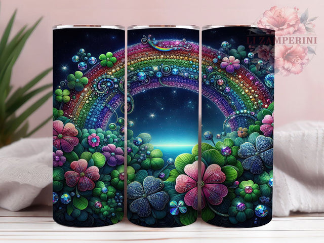 Glitter Clover Shamrock Tumbler, Glitter Shamrock Tumbler, Stylish 20oz Wrap, Sublimation Design, Trendy Gift Idea, Irish Clover Wrap, Lucky Glitter Tumbler Sublimation Li Zamperini 