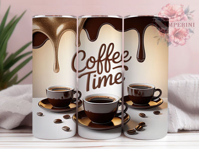 Glitter Coffee Time Tumbler, Glitter Coffee Wrap, Sparkly Coffee Sublimation Design, Caffeine Lover Cup, 20Oz Skinny Tumbler Wrap, Shiny Coffee Mug, Glam Coffee Design Sublimation Li Zamperini 