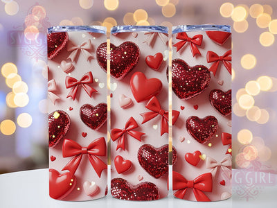 Glitter Coquette Heart Tumbler, Valentine Theme, Coquette Heart, Romantic Design, Pink Glow, 20Oz Tumbler, Sublimation Wrap Sublimation SvggirlplusArt 