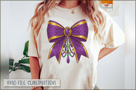 Glitter Coquette Mardi Gras Bow PNG Sublimation Shetara Begum 