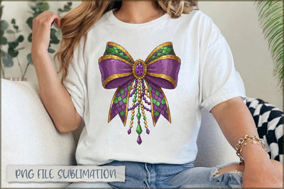 Glitter Coquette Mardi Gras Bow PNG Sublimation Shetara Begum 