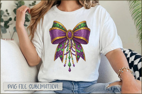 Glitter Coquette Mardi Gras Bow PNG Sublimation Shetara Begum 