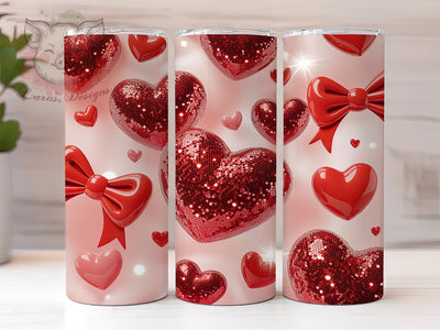 Glitter Coquette Valentine Tumbler, Coquette Heart, Romantic Theme, Glam Style, Sparkle Design, 20Oz Tumbler, Sublimation Wrap Sublimation Lara' s Designs 