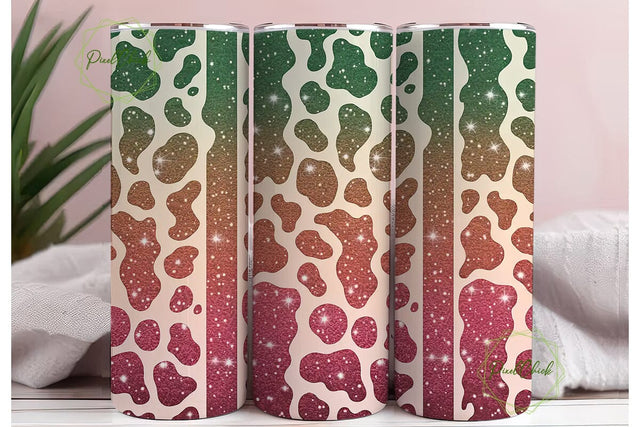 Glitter Cowhide Christmas Tumbler Wrap Sublimation PixelChick 