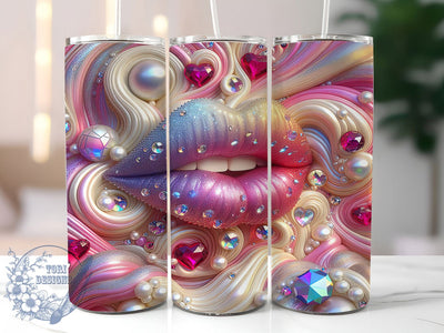Glitter Crystal Heart Tumbler, Crystal Hearts, Pink Sparklecore, Valentine's Day, Romantic Theme, 20Oz Tumbler, Sublimation Wrap Sublimation ToriDesigns 