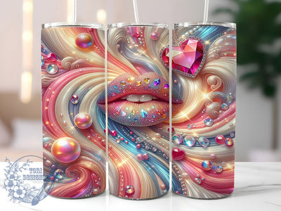 Glitter Crystal Heart Tumbler, Crystal Hearts, Pink Sparklecore, Valentine's Day, Romantic Theme, 20Oz Tumbler, Sublimation Wrap Sublimation ToriDesigns 
