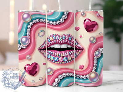 Glitter Crystal Heart Tumbler, Crystal Hearts, Pink Sparklecore, Valentine's Day, Romantic Theme, 20Oz Tumbler, Sublimation Wrap Sublimation ToriDesigns 