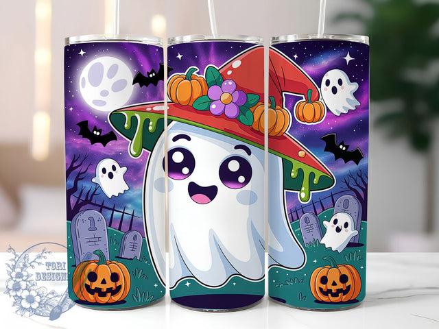 Glitter Cute Ghost Halloween Tumbler, Halloween Glitter Cup, Pumpkin Bat Wrap, 20Oz Sublimation Design, Spooky Ghost Mug, Autumn Halloween Drinkware, Glitter Halloween Tumbler Sublimation ToriDesigns 
