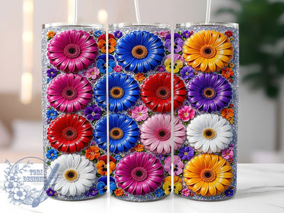Glitter Daisy Grid 20oz Tumbler, Glitter Daisy Grid, Daisy Grid, Glitter Daisy, Daisy Tumbler, 20oz Tumbler, Glitter Tumbler, Tumbler Wrap Sublimation ToriDesigns 