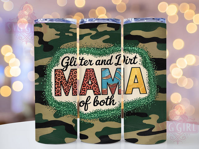 Glitter Dirt Mama Outdoor Tumbler, Dirt Mama Of Both Wrap, 20Oz Mom Drinkware, Garden Mama Tumbler Wrap, Outdoor Mama Sublimation, Dirt Lover Mom Gift, Sparkle Dirt Mama Cup Sublimation SvggirlplusArt 