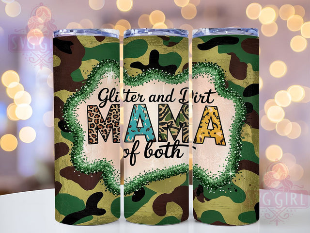 Glitter Dirt Mama Outdoor Tumbler, Dirt Mama Of Both Wrap, 20Oz Mom Drinkware, Garden Mama Tumbler Wrap, Outdoor Mama Sublimation, Dirt Lover Mom Gift, Sparkle Dirt Mama Cup Sublimation SvggirlplusArt 