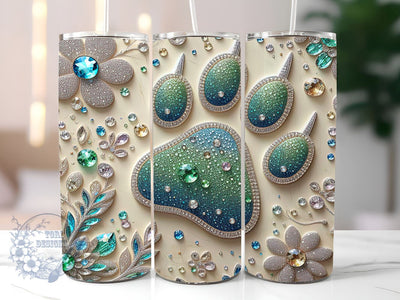 Glitter Dog Paw 20oz Skinny Tumbler, Dog Lover Tumbler Png, Straight & Tapered Tumbler Wrap, Instant Digital Download Sublimation ToriDesigns 