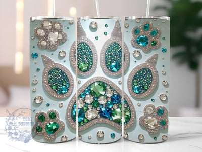 Glitter Dog Paw 20oz Skinny Tumbler, Dog Lover Tumbler Png, Straight & Tapered Tumbler Wrap, Instant Digital Download Sublimation ToriDesigns 