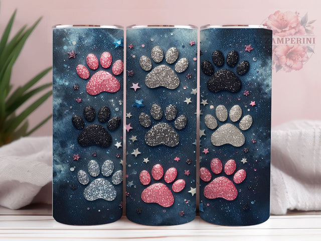 Glitter Dog Paw 20oz Tumbler Wrap PNG, Dog Lovers Tumbler Png, Straight & Tapered Tumbler Wrap, Instant Digital Download Sublimation Li Zamperini 