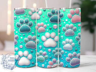 Glitter Dog Paw Tumbler Wrap, Blue Glitter Tumbler, Sequin Tumbler Design, 20oz Sublimation Wrap, Dog Lover Tumbler, Glitter Paw Print Wrap, Cute Dog Cup Design Sublimation ToriDesigns 