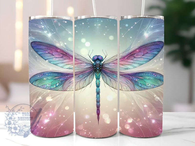 Glitter Dragonfly 20oz Skinny Tumbler, Dragonfly Tumbler Png, Straight & Tapered Tumbler Wrap, Instant Digital Download Sublimation ToriDesigns 