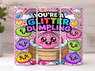 Glitter Dumpling Fun 20oz Tumbler, Glitter Dumpling, Food Art, Sparkling Design, Whimsical Pattern, Cultural Motif, Skinny Tumbler, Sublimation PNG Sublimation Lara' s Designs 