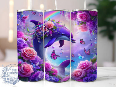 Glitter Fantasy Dolphin Tumbler, Fantasy Ocean Tumbler, 20oz Tumbler Wrap, Sublimation Design, Marine Life Gift, Sparkly Dolphin Wrap, Magical Sea Tumbler Sublimation ToriDesigns 