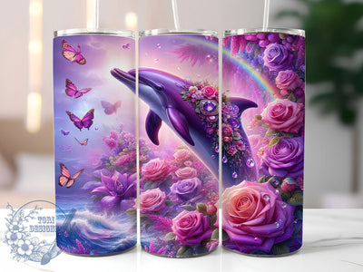 Glitter Fantasy Dolphin Tumbler, Fantasy Ocean Tumbler, 20oz Tumbler Wrap, Sublimation Design, Marine Life Gift, Sparkly Dolphin Wrap, Magical Sea Tumbler Sublimation ToriDesigns 