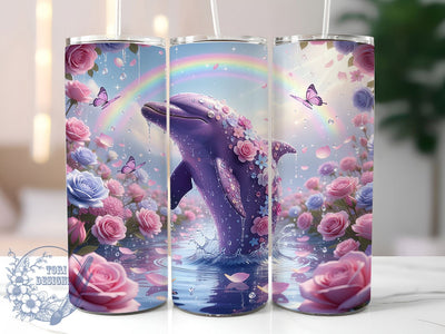 Glitter Fantasy Dolphin Tumbler, Fantasy Ocean Tumbler, 20oz Tumbler Wrap, Sublimation Design, Marine Life Gift, Sparkly Dolphin Wrap, Magical Sea Tumbler Sublimation ToriDesigns 