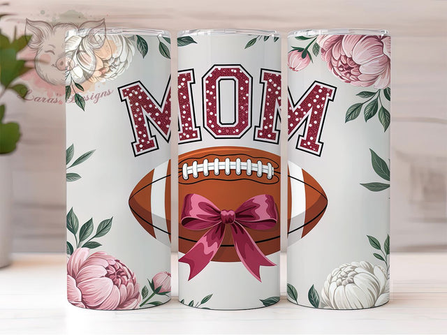 Glitter Floral Football Mom Tumbler, Glitter Floral Tumbler Wrap, 20oz Sublimation PNG, Game Day Mom Tumbler, Sparkle Football Mom Cup, Printable Floral Tumbler, Sports Mom Tumbler Design Sublimation Lara' s Designs 