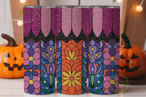 Glitter Floral Mosaic 20oz Tumbler Wrap Sublimation PixelChick 