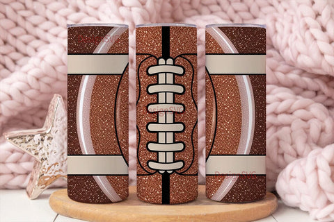 Glitter Football 20oz Tumbler Wrap Sublimation DesignSVG 